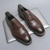 Business-Männer, formelle Lederschuhe, dunkelbraun, zum Schnüren, bequem, modisch, Büro-Lederschuhe, Bankettschuhe, Größen 38–46