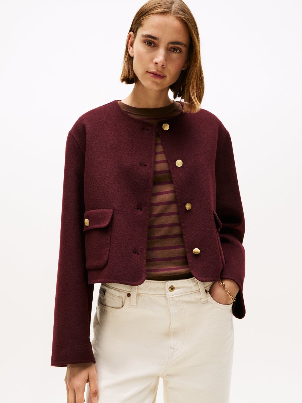 Tommy Hilfiger Kastenjacke mit Woll-Anteil Damen bordeaux, 40 Image