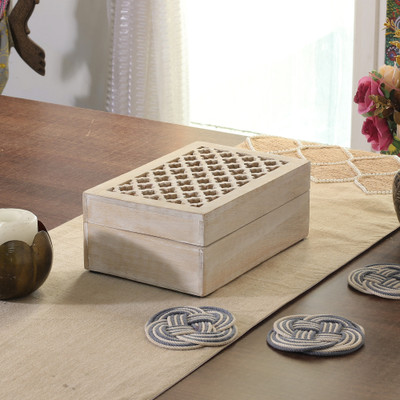 'Artisan-Made Trellis-Patterned Small-Sized Mango Wood Box'