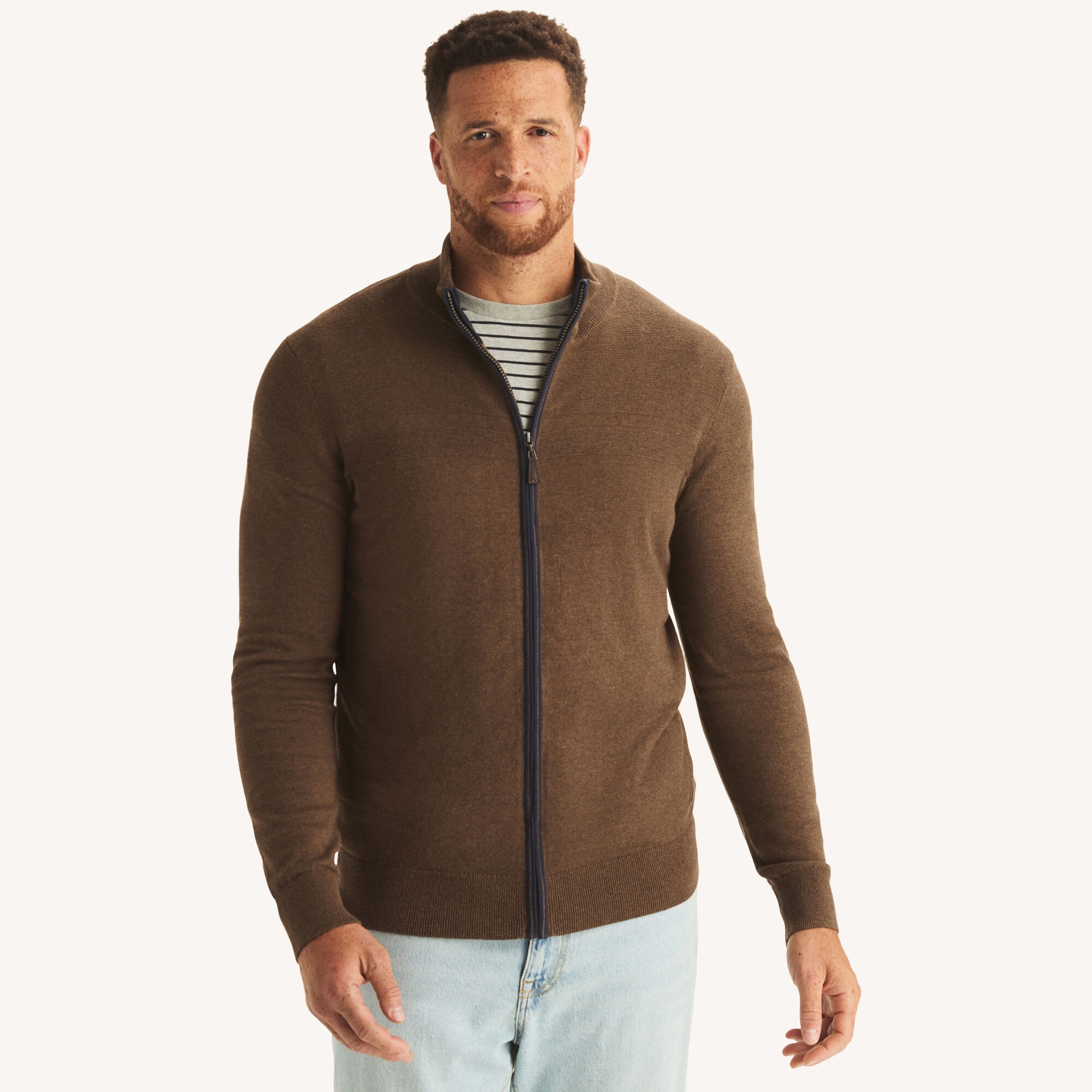 Nautica Men's Big & Tall Performance Mock-Neck Full-Zip Sweater 240 (Espresso), 3XL