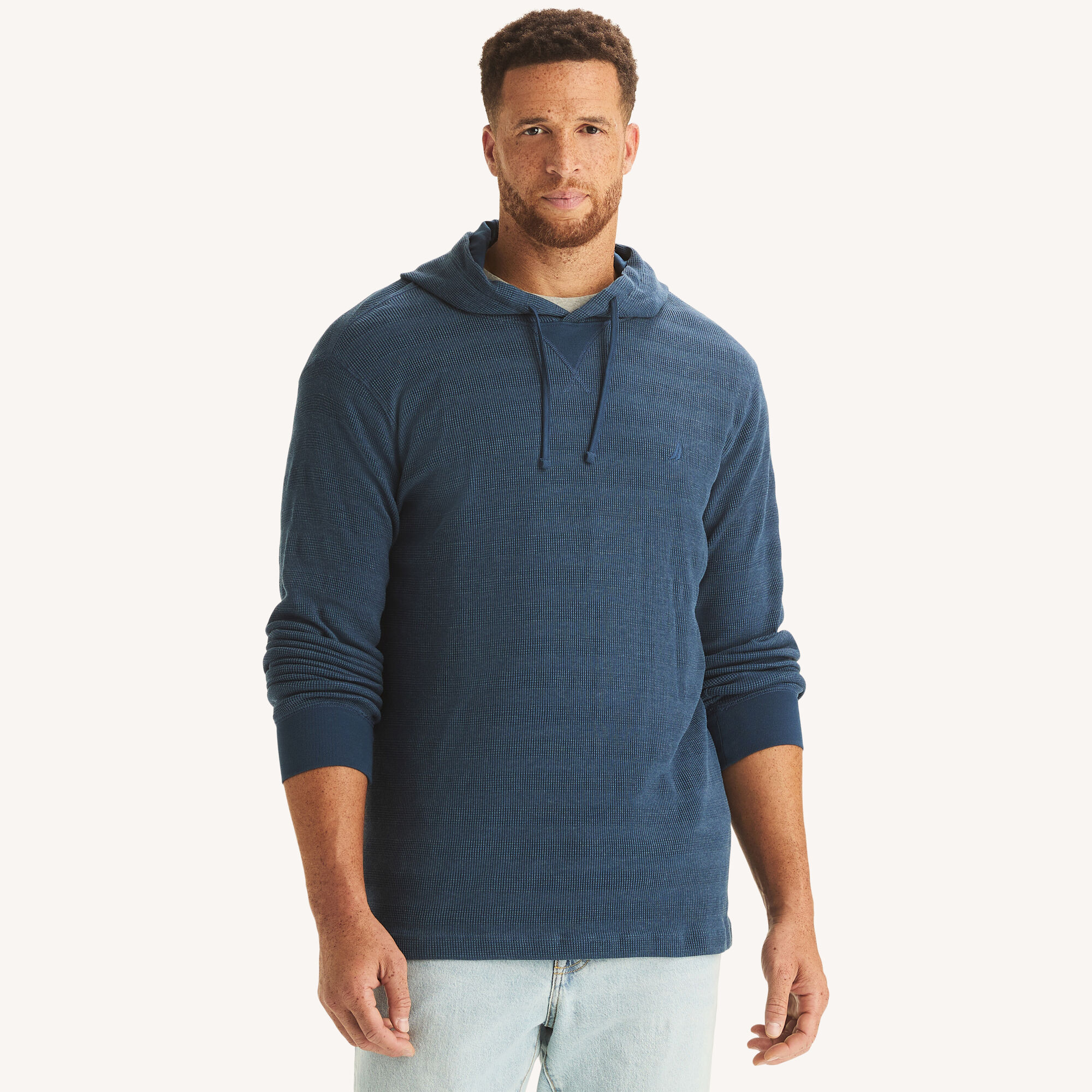 Nautica Men's Big & Tall Waffle-Knit Hoodie 996 (Lapis Blue), 4XL