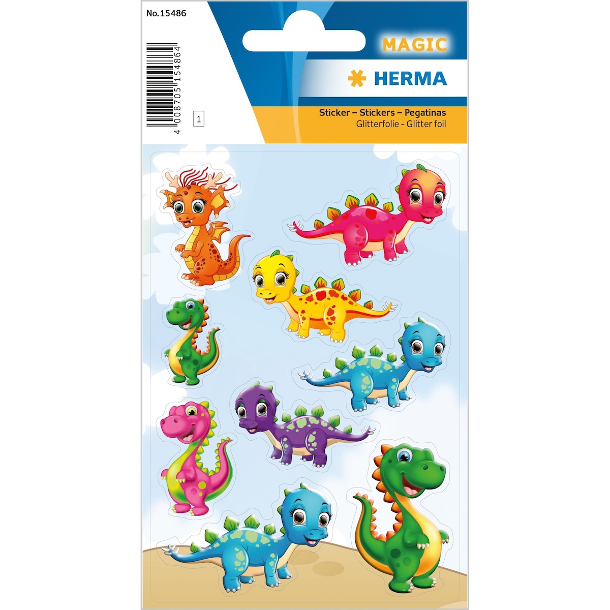 Herma Sticker MAGIC Tiere Kleine Dinos beglimmert 1 Bl Image