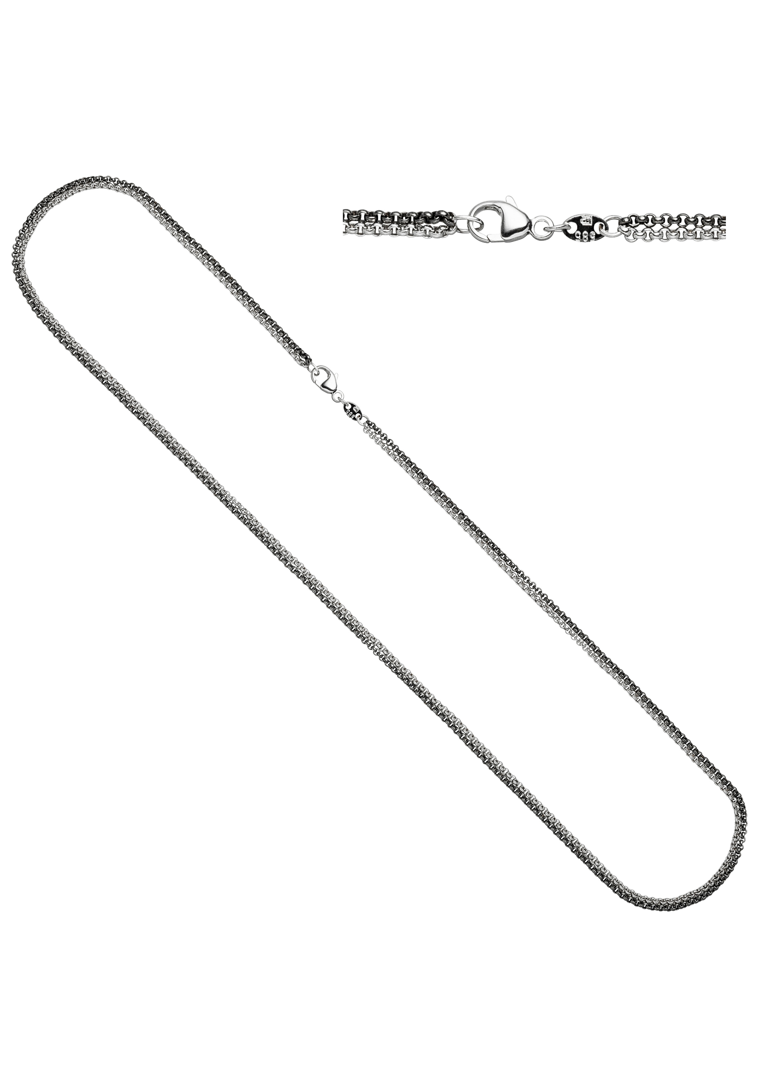 Goldkette JOBO, weiß (weißgold 585), Halsketten, Weißgold 585, L: 45, Erbskette 2-reihig 585 Weißgold 45 cm