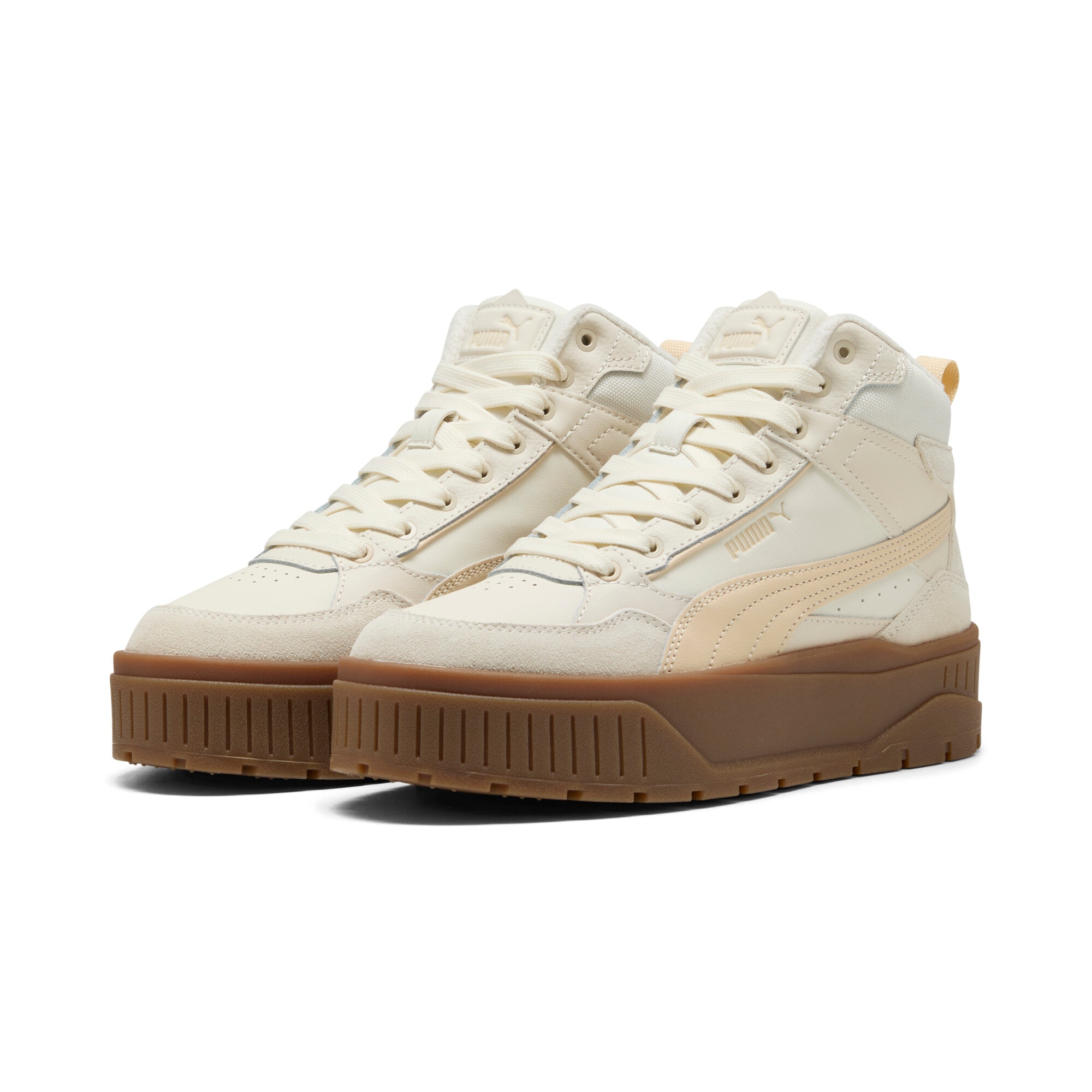 Winterboots PUMA "KARMEN II IDOL MID WTR", Damen, Gr. 37, beige (frosted ivory, canvas), Leder, Sportlich, Schuhe