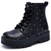 Schnürstiefel SKECHERS "GRAVLEN HI", Kinder, Gr. 29, schwarz, Lederimitat, modisch, Schuhe, Boots mit Nieten, Größenschablone zum Download