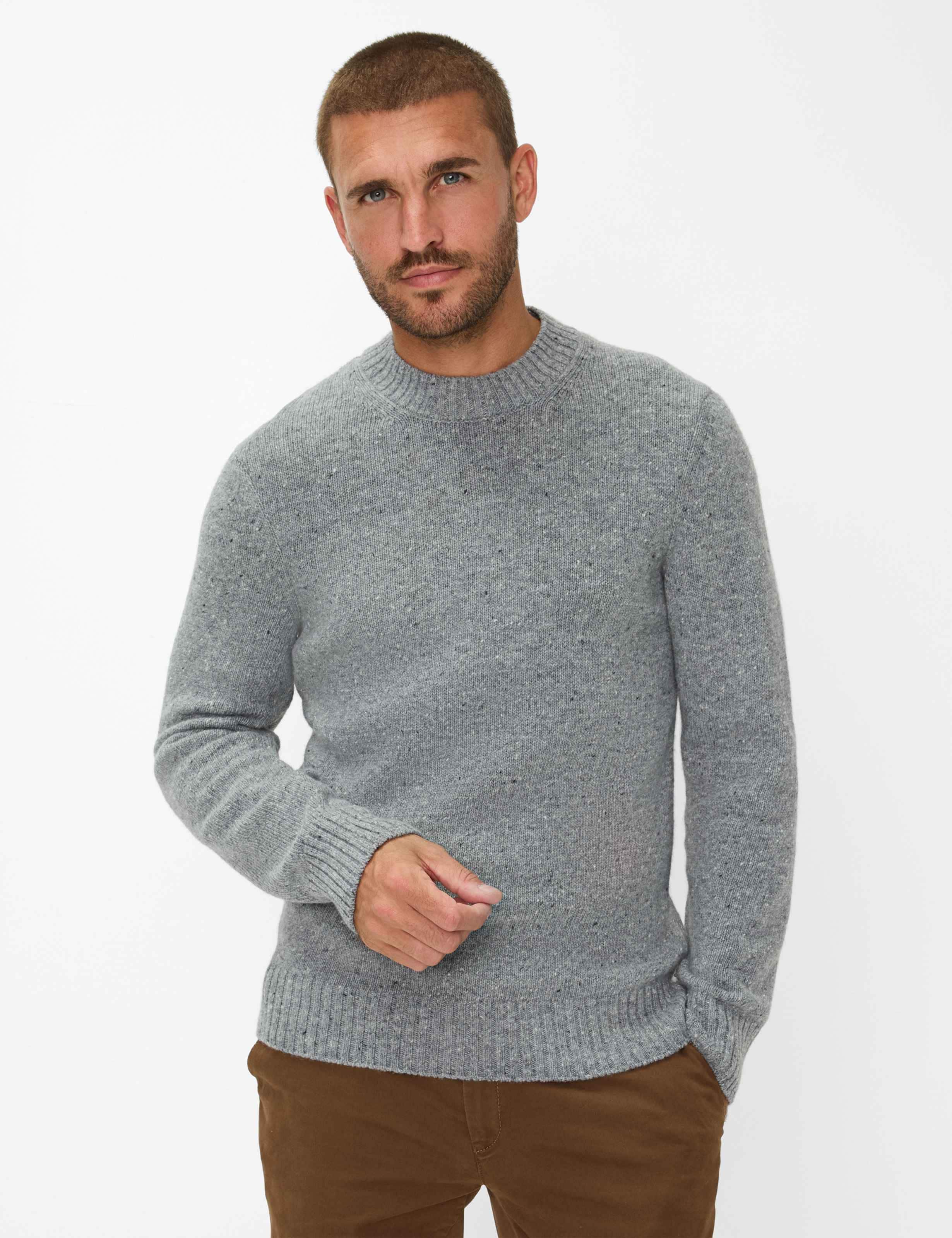Strickpullover BRAX "Style BUDDY", Herren, Gr. 4XL, hellgrau, Strick, 70% Wolle, 30% Polyamid, Pullover Image