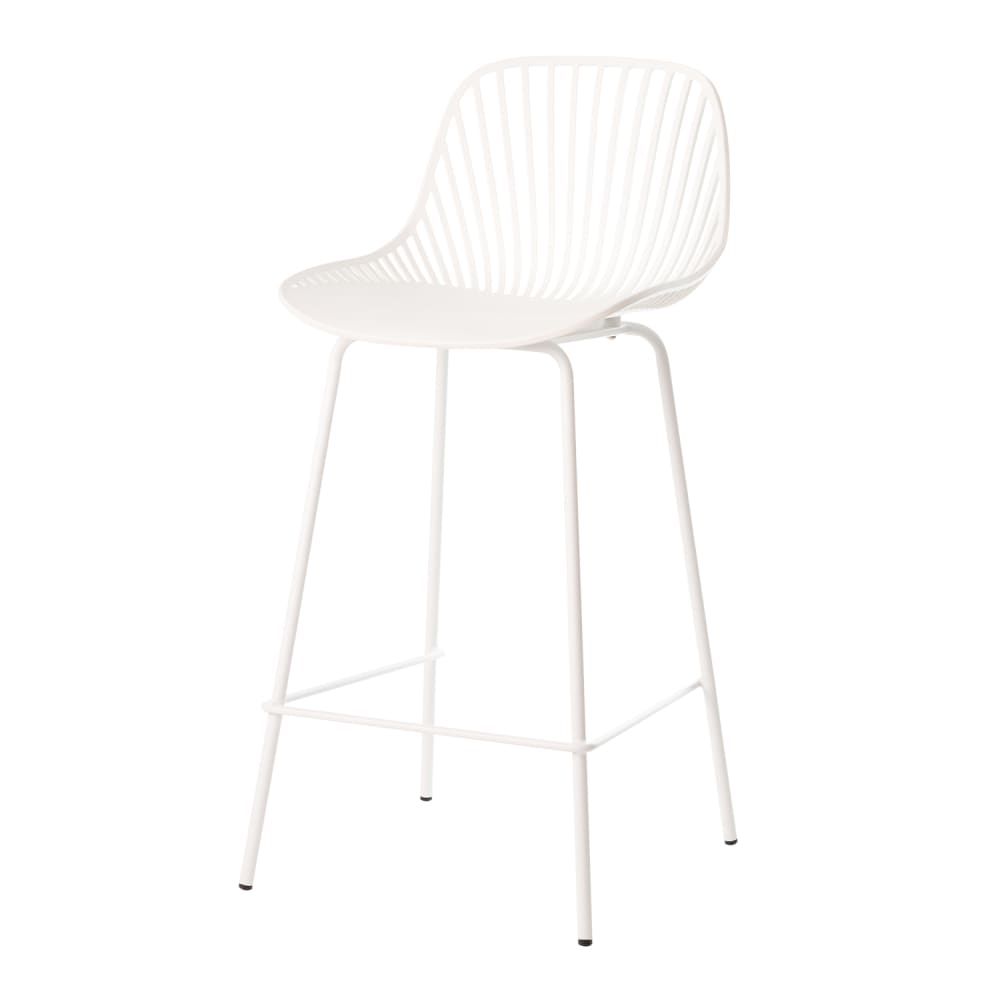 Sedia da bar bianco in polipropilene con design traforato