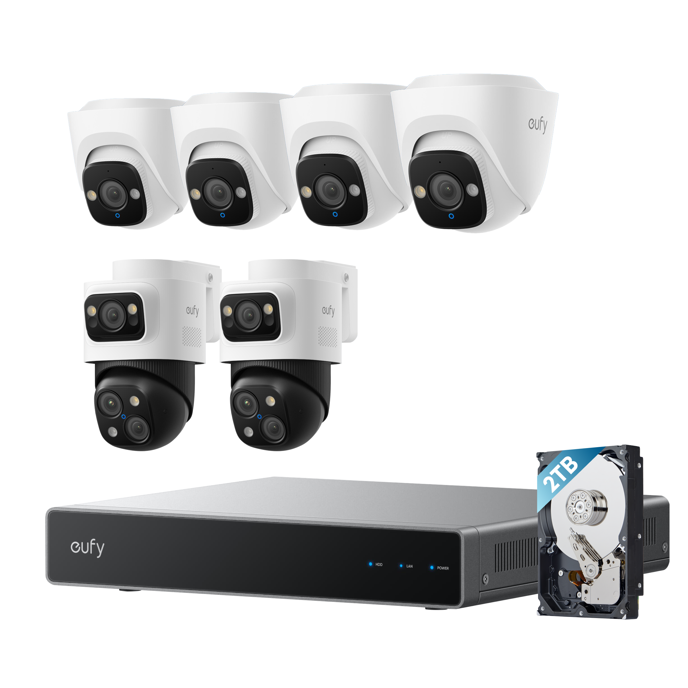 eufy PoE NVR CCTV Security System E41 (4 PoE E41 Add-on Cams) + 2 PoE S4 Add-on Cams + 2 TB HDD