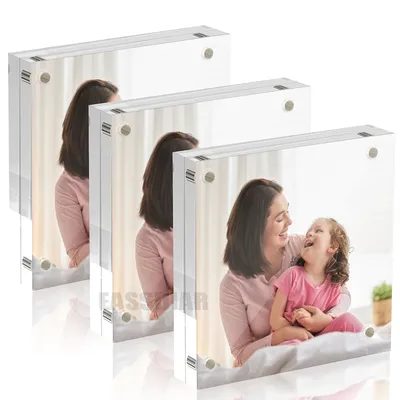 High Quality Clear 10+10mm Clear Picture Frame 4x4inch 4x6inch 5x7inches Poster Display Stand Magnetic Acrylic Photo Frame
