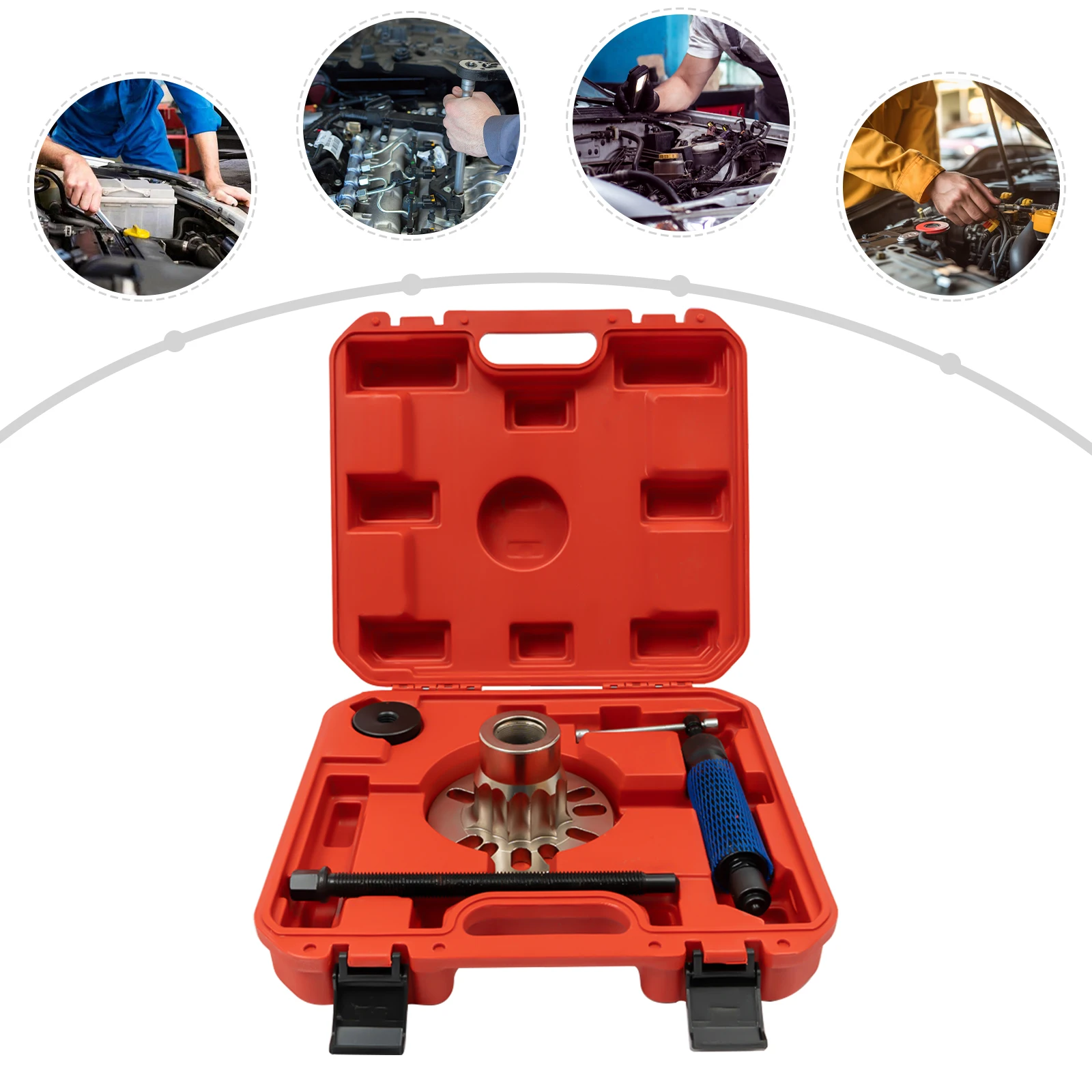 10T Hydraulisches Radabziehwerkzeug-Set für 4/5-Loch-Radnaben, Roter Radabzieher, Professionelles Radentfernungs-Kit für Antriebswellen Image