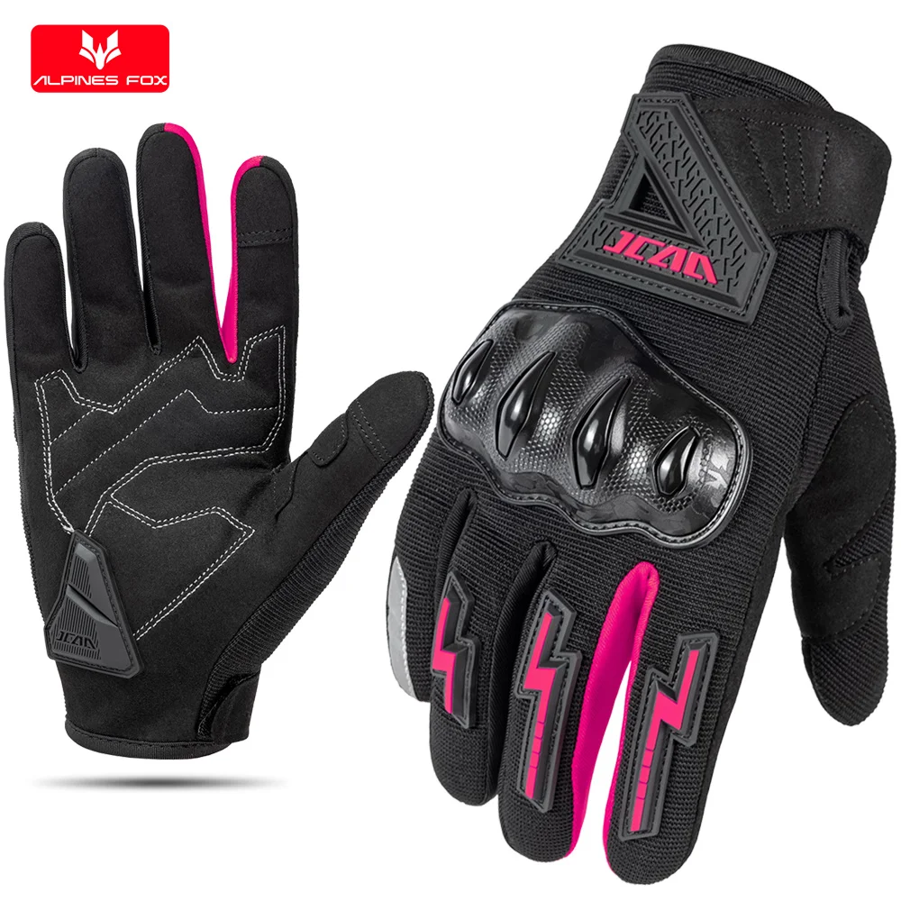 Sommer Atmungsaktive Motorrad Radfahren Handschuh Touchscreen Motocross Handschuh Männer Schwarz Dame Rosa Voll Finger Motorrad Reiten Handschuhe Image