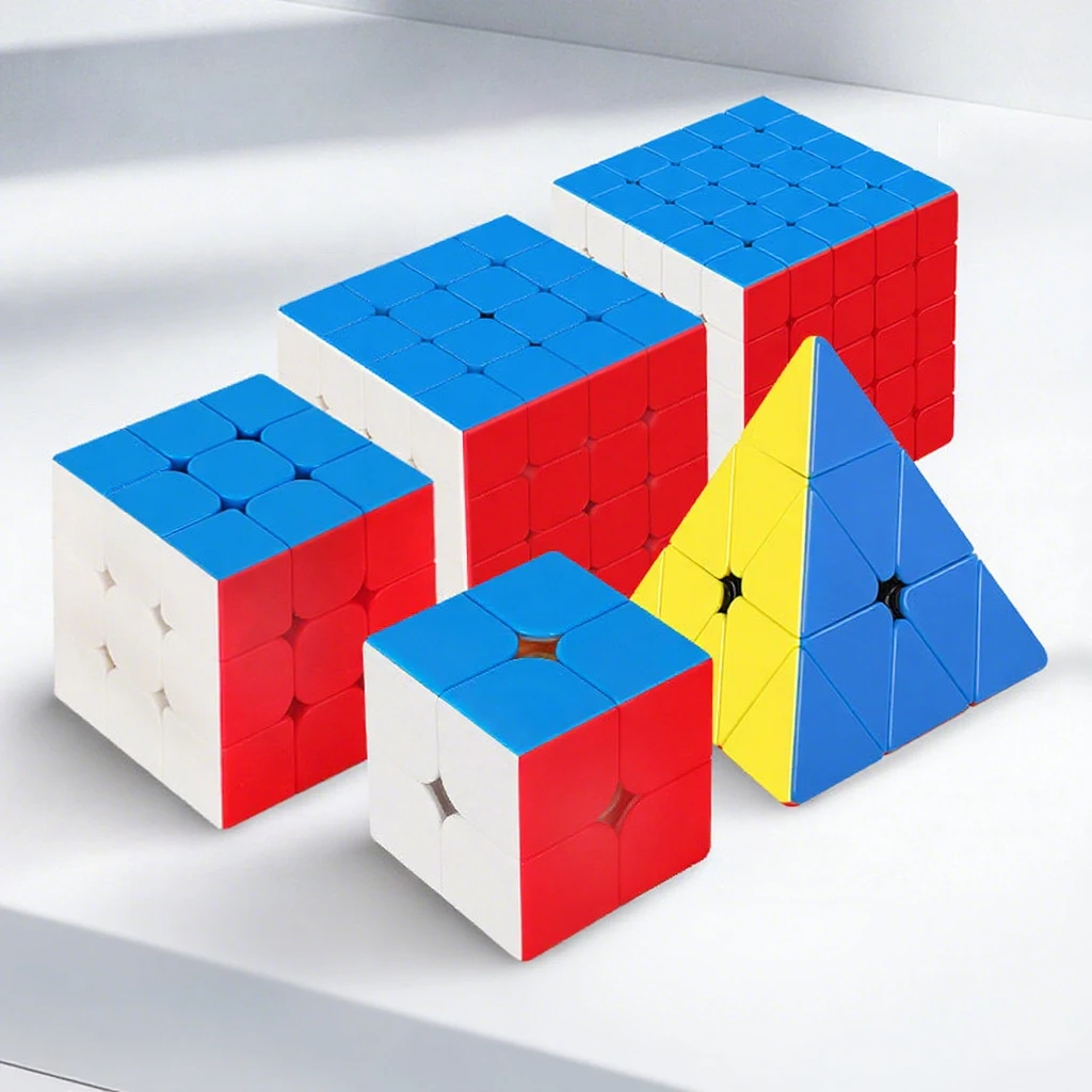 SENGSO Speed Cube 2X2 3x3 4X4 5X5 Cube Pyramide Problemlösender Denksportaufgabe, farblich passendes Puzzle-Lernspielzeug Image