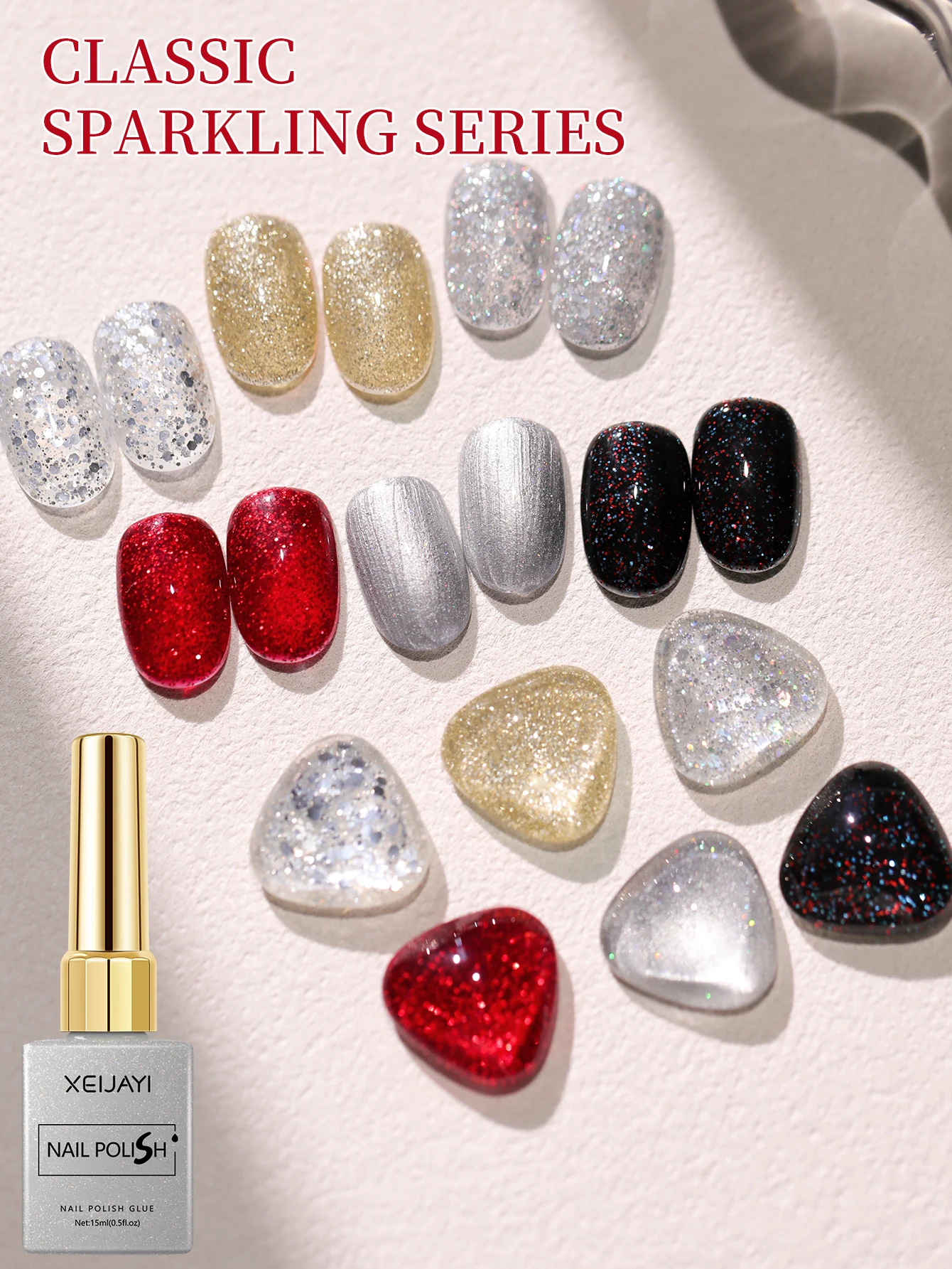 XEIJAYI 6 Stück 15 ml Gel-Nagellack-Set, semi-permanente UV-Gel-Nagellack-Sets, alles für Maniküre-Set, Soak Off UV LED Vernis Image