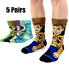 5 Paar neue Herrensocken, fröhlich, lustig, Damensocken, Animation, Cosplay, Hip Hop, lange Socken, modisch, bizarres Weihnachtsgeschenk, Größe 36–45