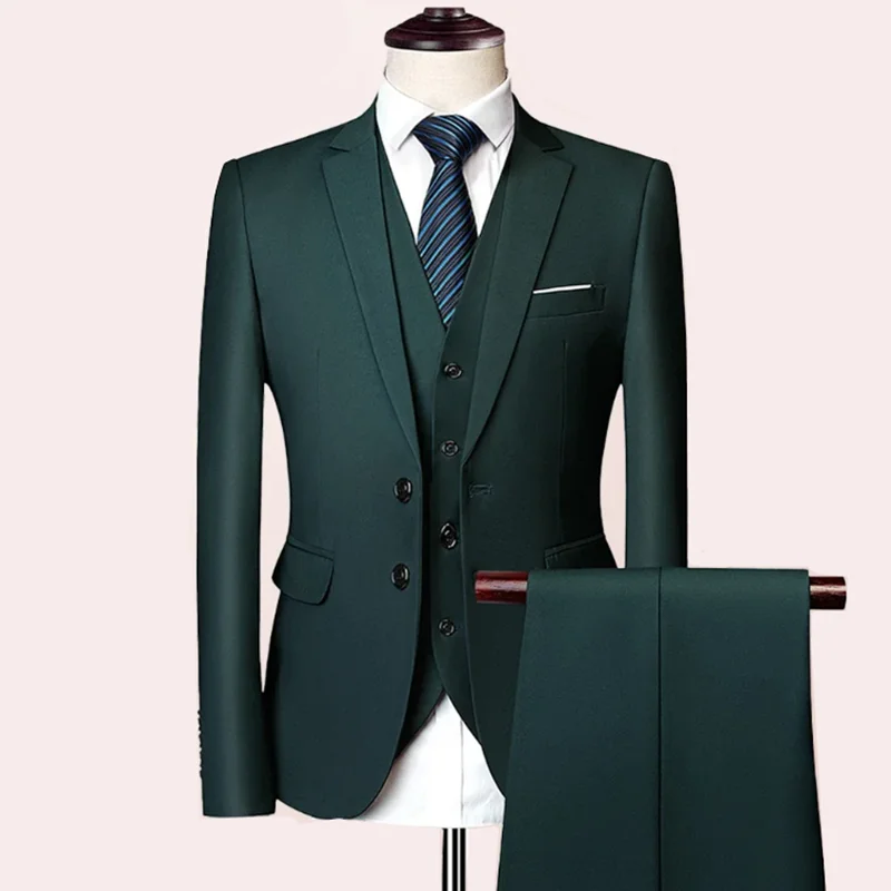 2025 Abito casual da uomo d'affari nuovo per matrimoni Set di abiti formali da uomo in tinta unita maschile Abito da smoking per feste da ballo