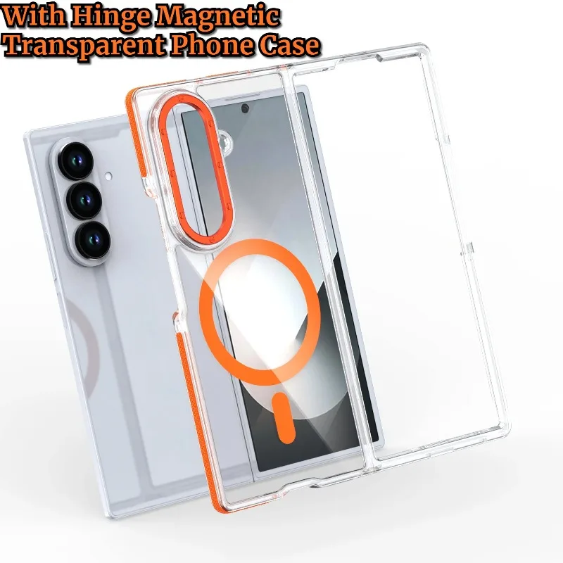 Custodia per telefono magnetica ultra sottile colorata trasparente per Samsung Galaxy Z Fold 7 Cover rigida trasparente HD con ricarica wireless antiurto