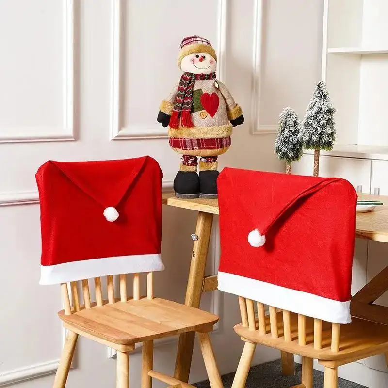 Weihnachten Neue Stuhl Abdeckung Rot Vlies Stuhl Abdeckung Weihnachten Tisch Dekoration Esszimmer Stuhl Abdeckung Weihnachten Party Party Liefert Image