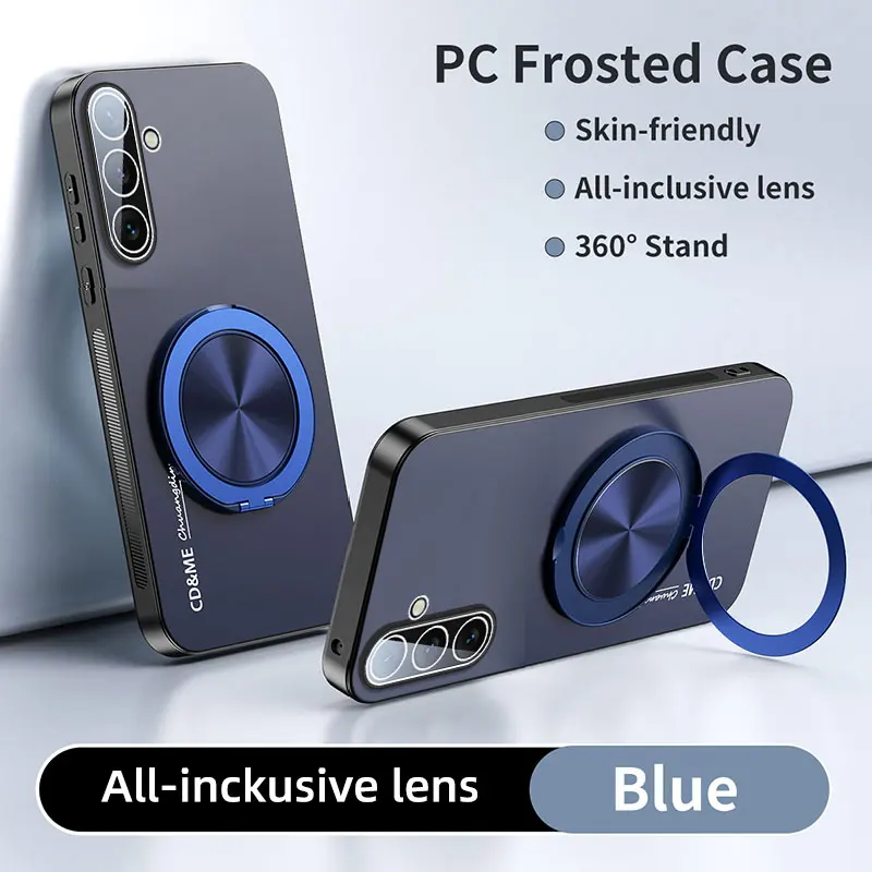 Luxuriöse AG Matte Hülle für Samsung Galaxy A06 A16 A26 A36 A56, magnetischer PC, mattierte 360-Grad-Halterung, Ständer, Schutzhülle Image