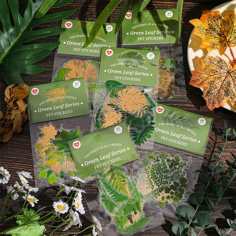 40-Blatt-Aufkleber-Set – von der Natur inspirierte Blatt-Aufkleber für DIY-Tagebücher Image
