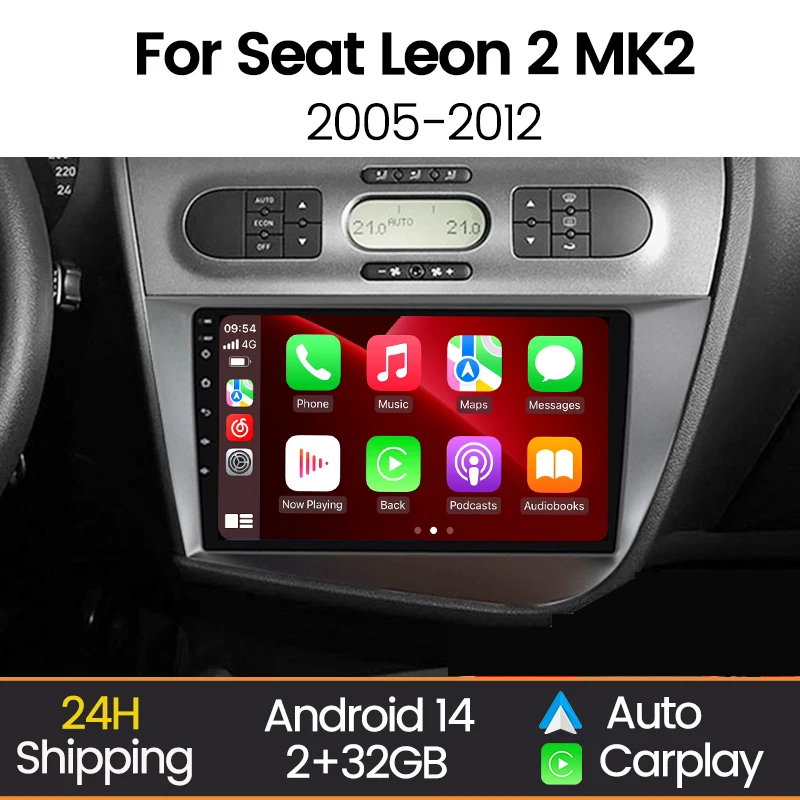 MEKEDE 9''Android Bildschirm Auto Radio für Seat Leon 2 MK2 2005-2012 Multimedia Player Drahtlose Carplay Auto GPS Navigation Stereo Image