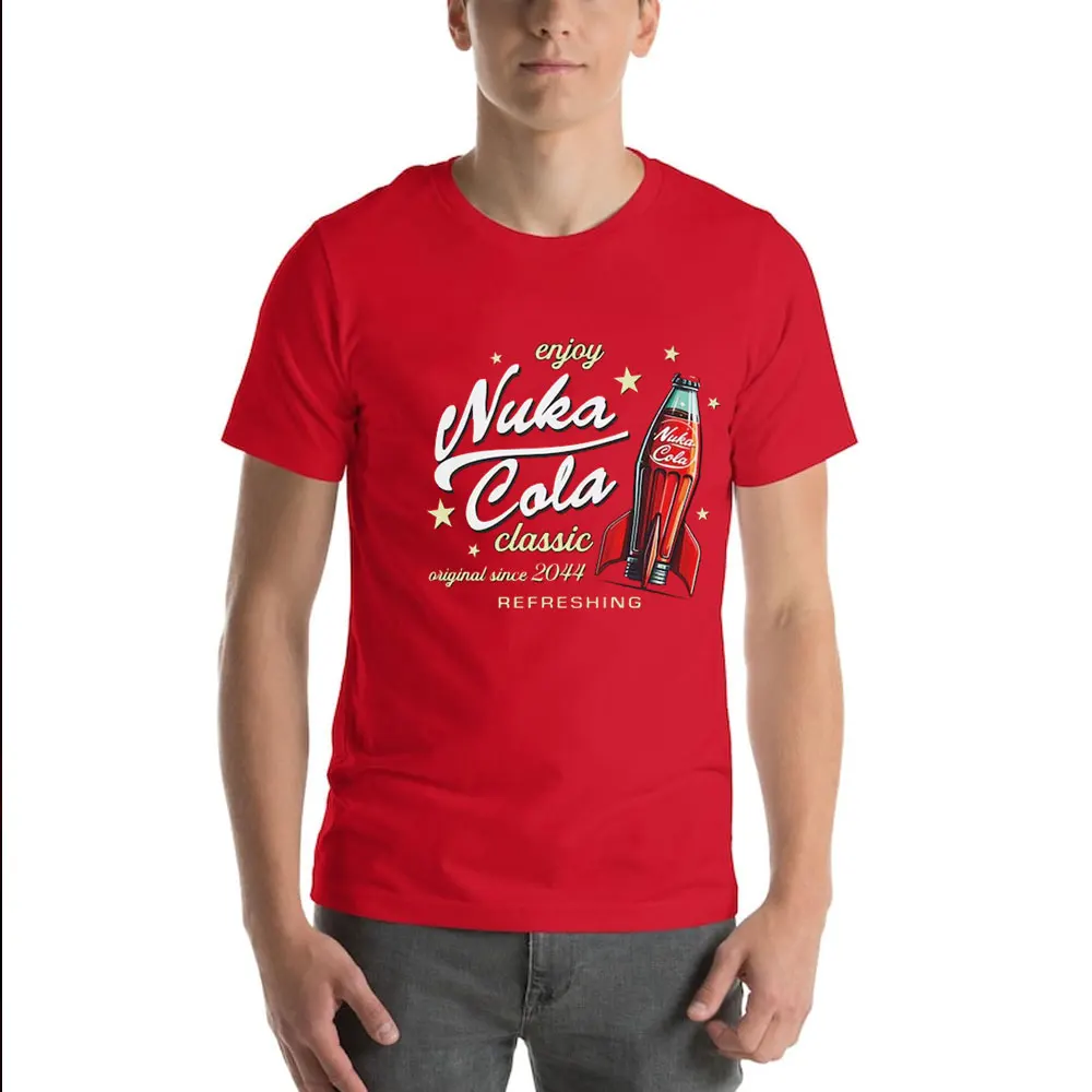 Nuka Cola Fallout Unisex Softstyle Baumwolle T-Shirt Lustige Tshits Vintage Rotes T-Shirt 2044 T-Shirts Fan Geschenk Ropa Hombre Harajuku