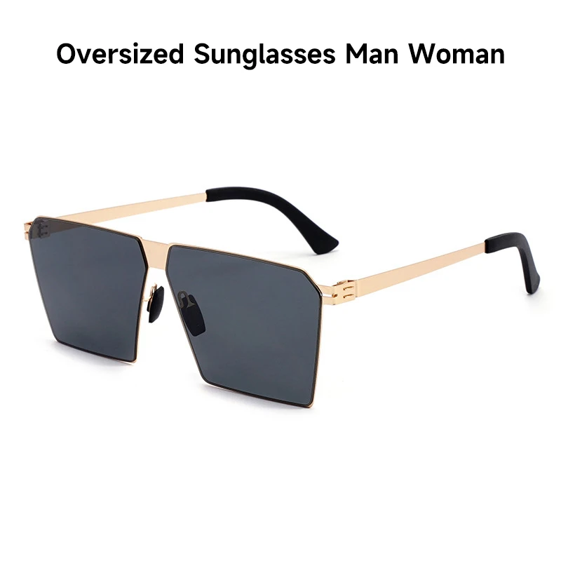 Neue Übergroße Sonnenbrille Mann UV400 Sonnenbrille Frau Edelstahl Brillen Platz Shades Hohe Qualität Sonnenbrillen Image