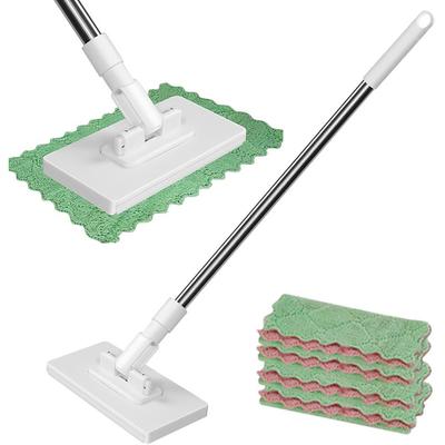 Disposable Dust Mop with 4 Reusable Cloths 39 Long Handle Wet and Dry Mopping Sweeper Stick with Locking Head Sweeping Cloths for Multi Surface Floor Cleaning