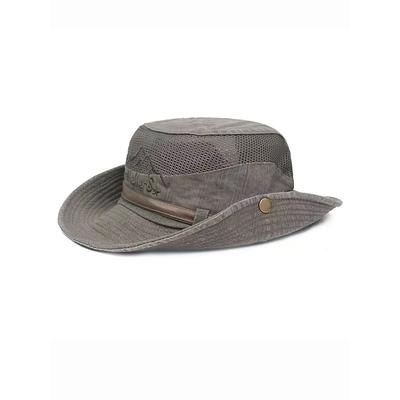 Men's Outdoor Sun Protection Safari Hat – Breathable Wide Brim Mesh Fishing Hat with Chin Strap for Hiking, Camping and Travel