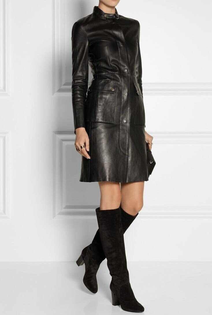 Blazer in pelle da donna fatto a mano, abito blazer in pelle da donna, blazer in pelle nera, blazer lungo da donna, abito blazer in pelle con collo al