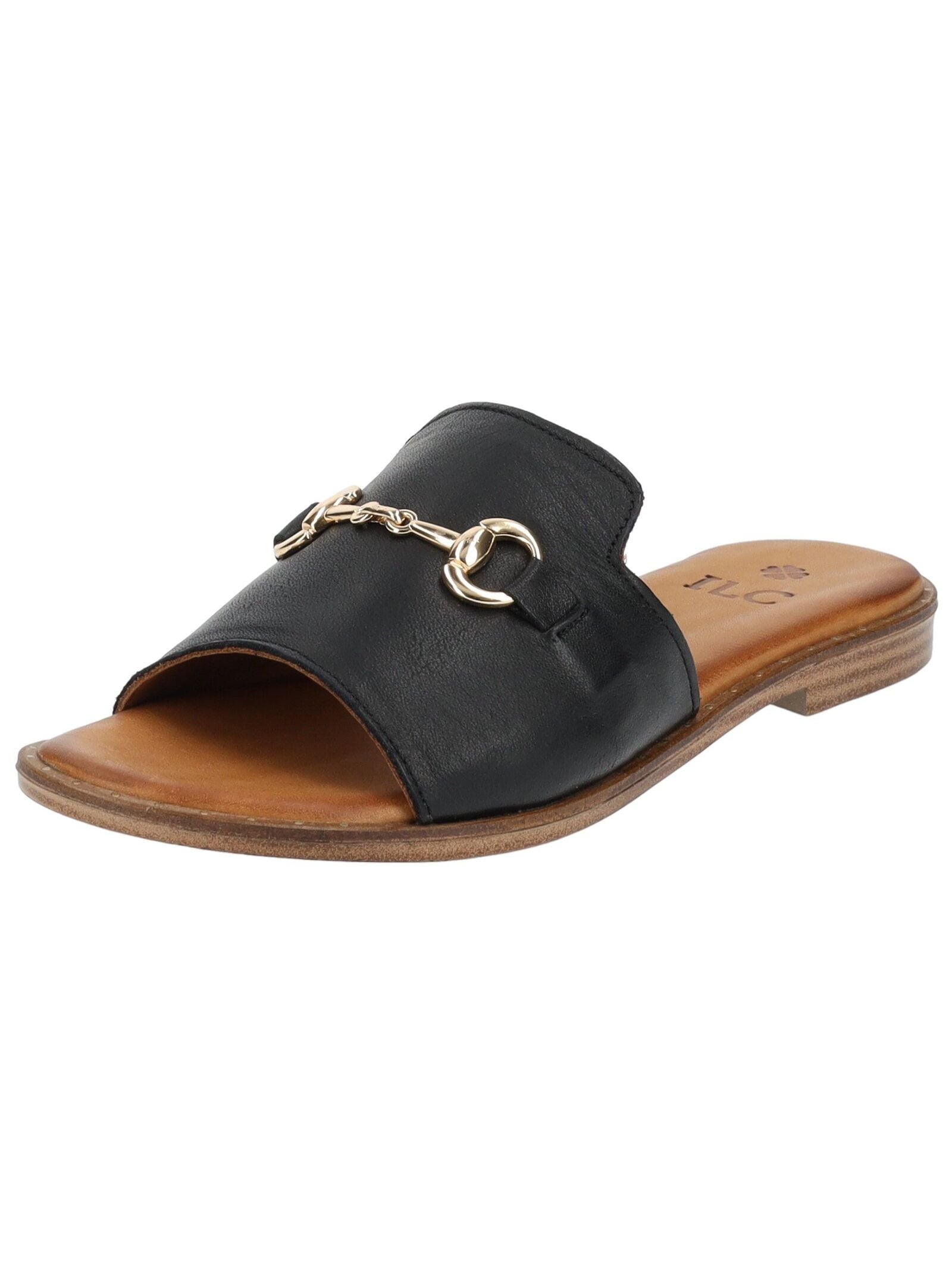 Pantolette ILC "ILC Pantoletten Leder", Damen, Gr. 37, schwarz, Leder, Casual, Schuhe