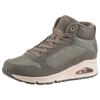 Keilsneaker SKECHERS "UNO-STACRE SHINE", Damen, Gr. 37, grün (olivgrün), Veloursleder, Lederimitat, Textil, casual, Schuhe, High Top Sneaker, Schnürboots mit Luftkammern Sohle