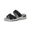 Pantolette CAPRICE "Caprice Pantoletten Leder", Damen, Gr. 38, blau (ocean), Leder, casual, Schuhe