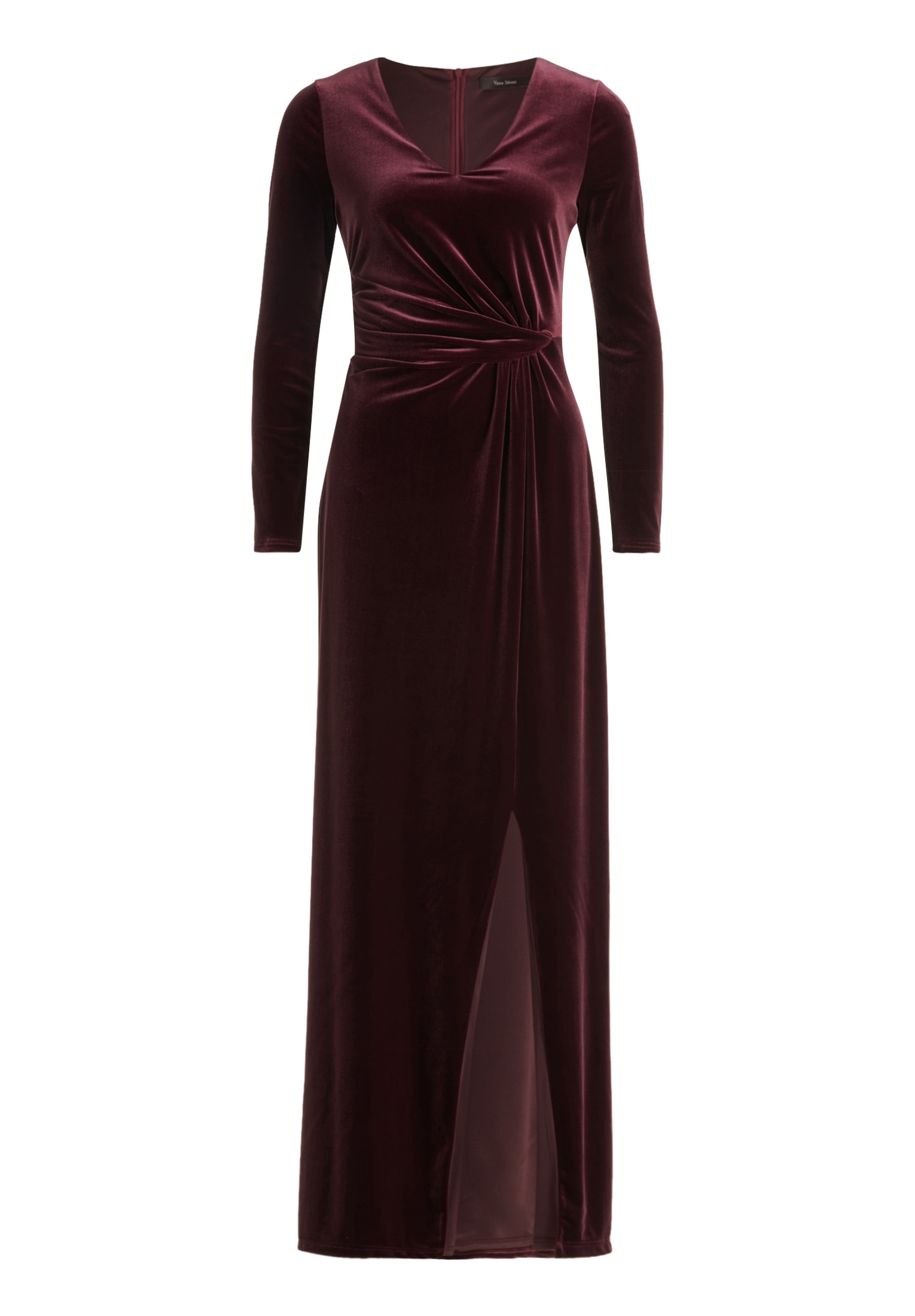 Abendkleid VERA MONT "Damen Abendkleid langarm", Damen, Gr. 40, Normalgrößen, rot (wild ruby), Samt, Obermaterial: 90% Polyester, 10% Elasthan. Futter: 100% Polyester., Elegant, tailliert lang, V-Ausschnitt, Kleider Image