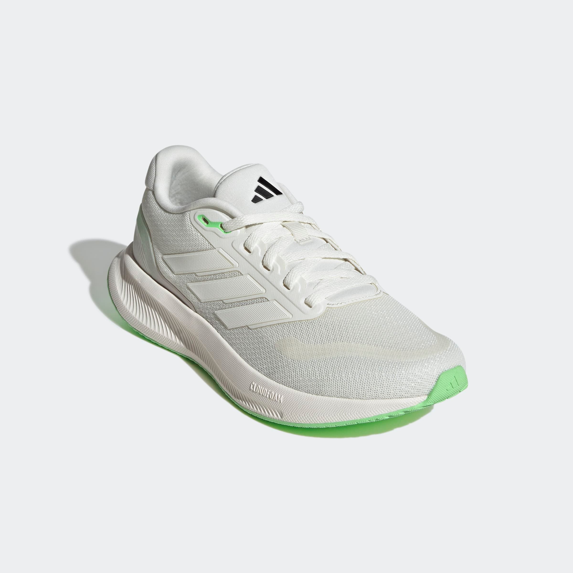 Laufschuh ADIDAS PERFORMANCE "RUNFALCON 5", Damen, Gr. 39, weiß (sanftes weiß, sanftes weiß, lime burst), Synthetik, Textil, Schuhe Laufschuh