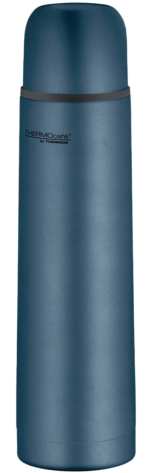 Isolierflasche THERMOCAFÉ "TC EVERYDAY, Edelstahlkörper, spülmaschinenfest", blau (night blau mat), H:29,5cm, Edelstahl, Kunststoff, Silikon, Trinkflaschen, Isolierflasche, mit Twist & Pour Lid und Trinkbecher (nicht isoliert) Image