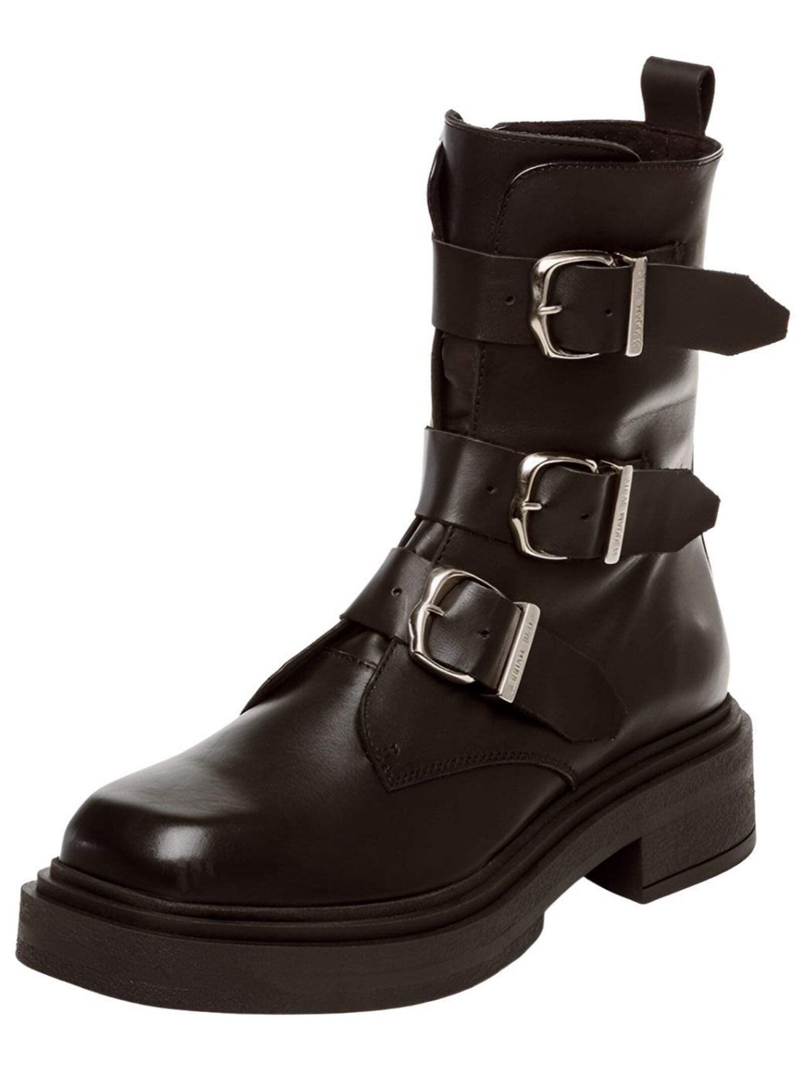 Bikerboots STEVE MADDEN "STEVE MADDEN Stiefelette Leder", Damen, Gr. 37, schwarz, Leder, Schuhe Bikerboots