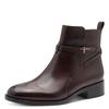 Stiefelette TAMARIS, Damen, Gr. 36, braun (dunkelbraun), Glattleder, unifarben, klassisch, Schuhe, Blockabsatz, Businessschuh, Ankleboots mit T-Logoverszierung