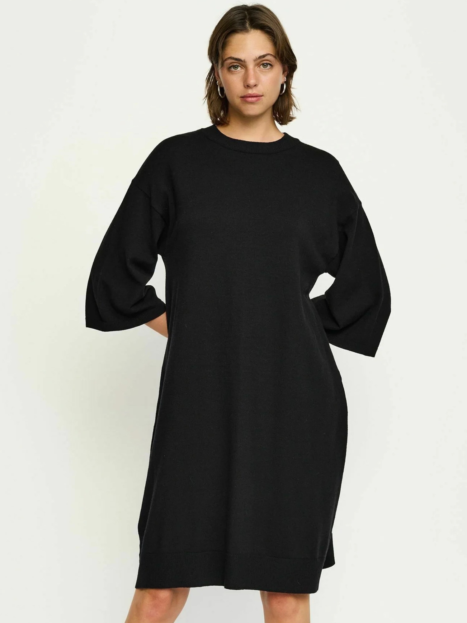 Jerseykleid SOFT REBELS "Soft Rebels Dress SRFlora", Damen, Gr. L, Normalgrößen, 001 schwarz, Obermaterial: 50% Viskose, 28% Polyester, 22% Nylon, Kleider Image