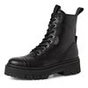 Schnürstiefelette TAMARIS, Damen, Gr. 39, schwarz, Leder, modisch, Schuhe, Blockabsatz, Plateau, Schnürboots mit T-Prägung am Label