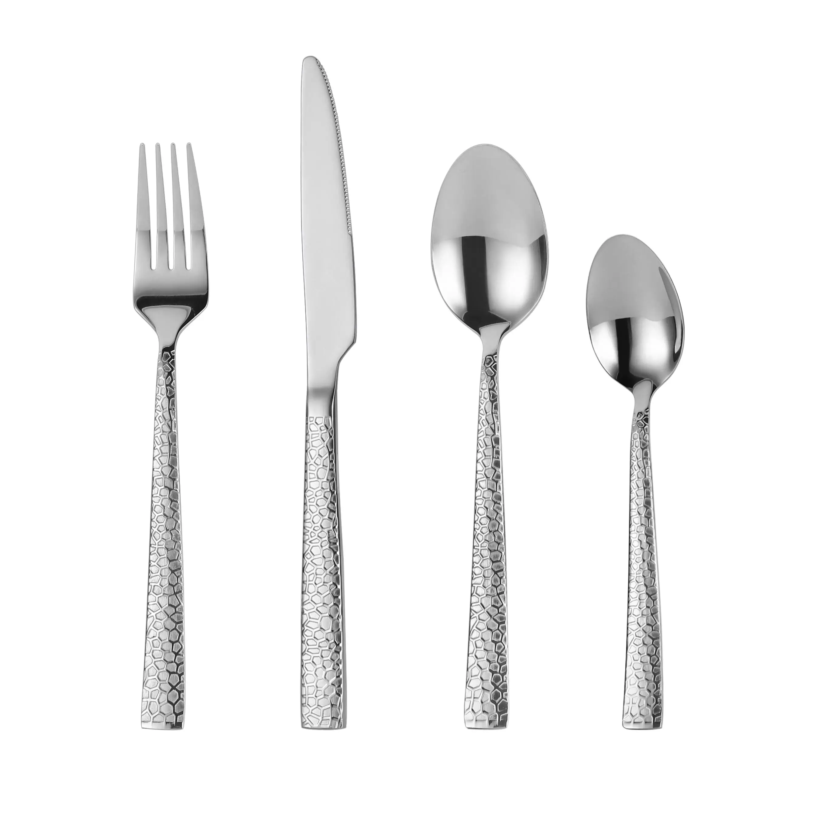 Set di posate da 24 pezzi Mr.Spoon, acciaio inossidabile 18/0, argento, include coltello, forchetta, cucchiaio, cucchiaino, posate, servizio per 6 persone, lavabile in lavastoviglie. Idee regalo,