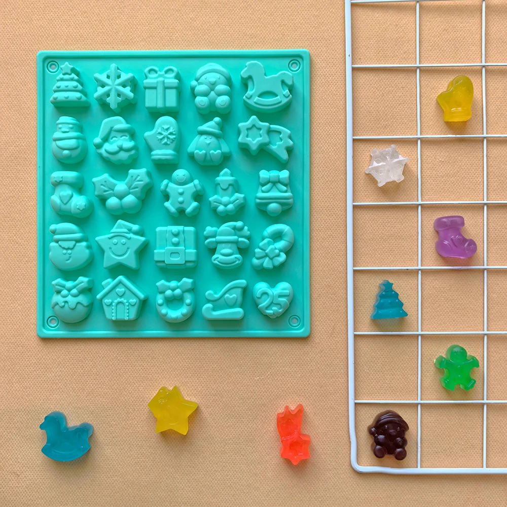 1 Stück, 25 Hohlräume in verschiedenen Formen, Weihnachtsschokoladenformen, geeignet für DIY-Schokolade, Süßigkeiten, Backformen Image