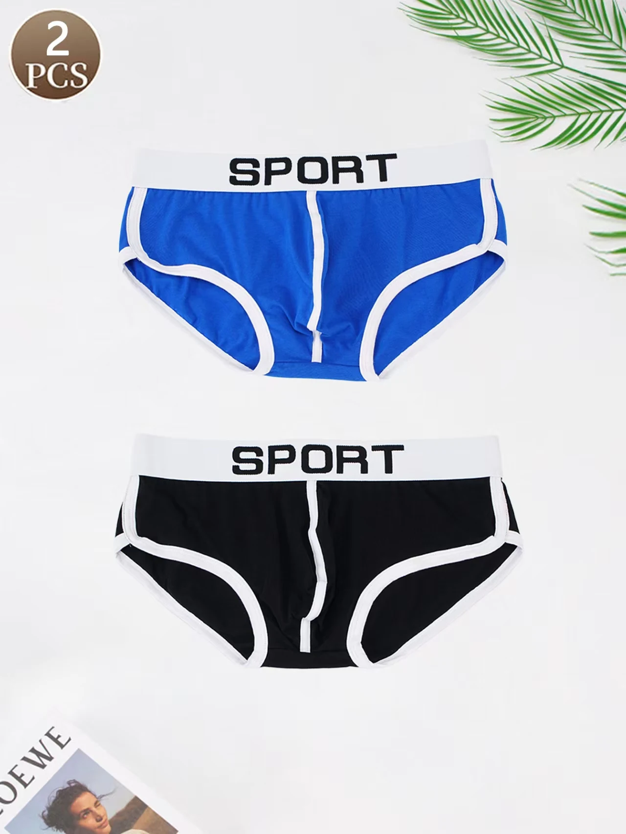 2PCS männer baumwolle Höschen modische brief bequeme unterhose männer baumwolle weiche dreieck briefs Image