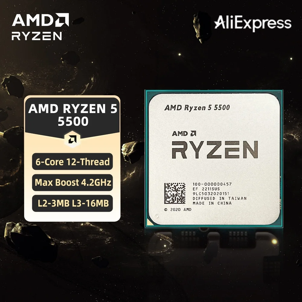 Processeur AMD Ryzen 5 5500 processeur AMD R5 5500 4.2GHz 6 cœurs 12 threads 16 mo de Cache Socket AM4 ordinateur de bureau CPU de jeu