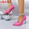 Aphixta Silbrige Kristalle 10 cm Stiletto-Absätze Pumps 2 cm Alle Kristalle Riemen Gürtelschnalle Spitzschuh Dekor Große Größe erhältlich 48-53