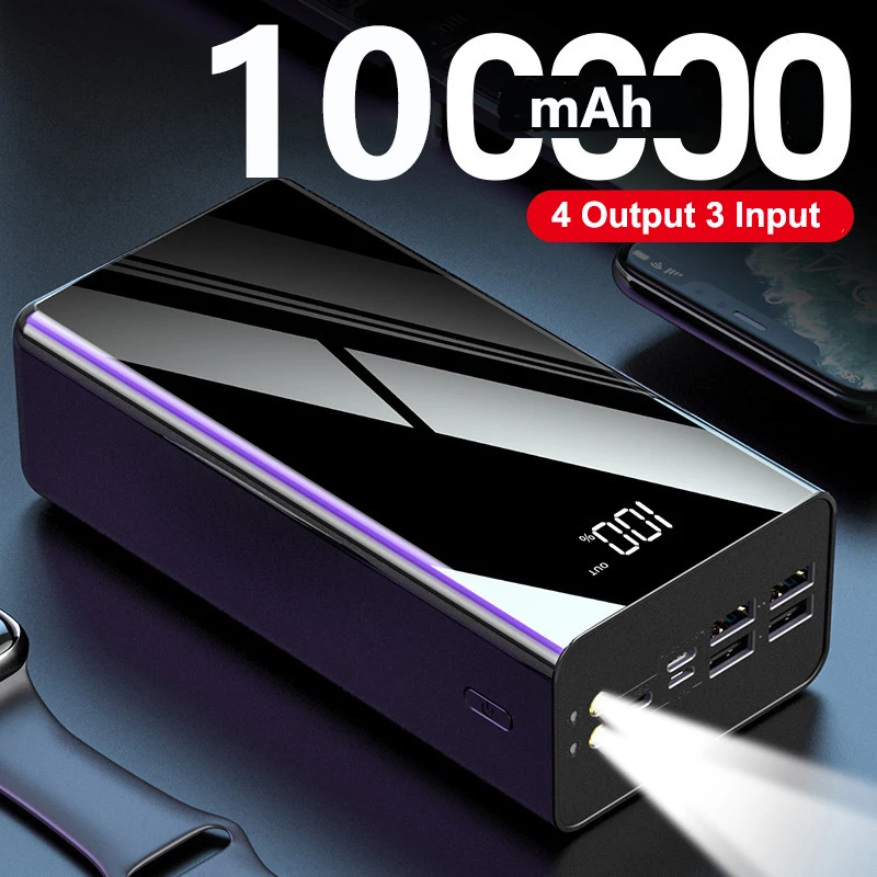 Power Bank 100.000 mAh Tragbares Ladegerät Externer Akku Powerbank 100.000 mAh für iPhone 16 Huawei Xiaomi Samsung Poverbank Image