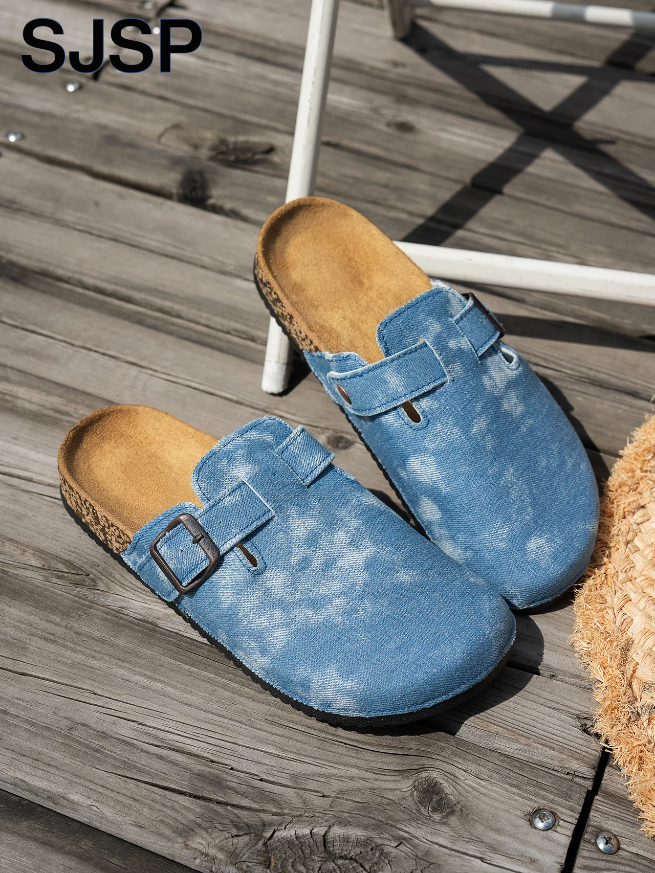 2025, neues Modell für alle Jahreszeiten, rutschfeste, modische Freizeitschuhe für Damen im Herbst und Winter, Kork-Slipper mit dicker Sohle und halber Zehenpartie, Slip-On-Hausschuhe, lässiges