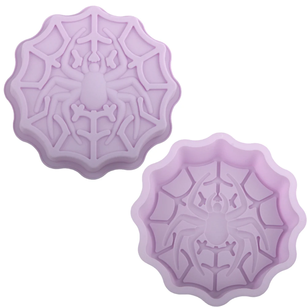 Halloween große Spinnennetz Mousse Kuchen Silikonform Horror große Spinne Dessert Backform Image