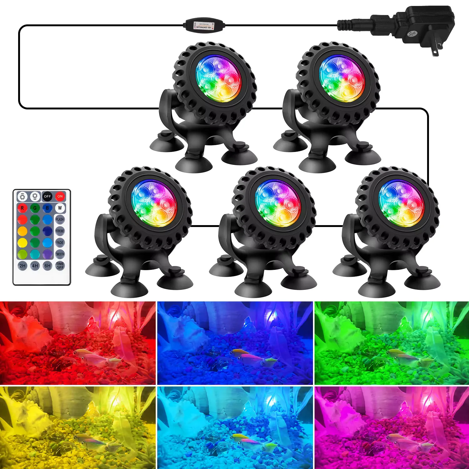 3/4/5/6 lumière RGB lumière IP68 étanche piscine lumière lampe sous-marine avec télécommande paysage lumière pour jardin