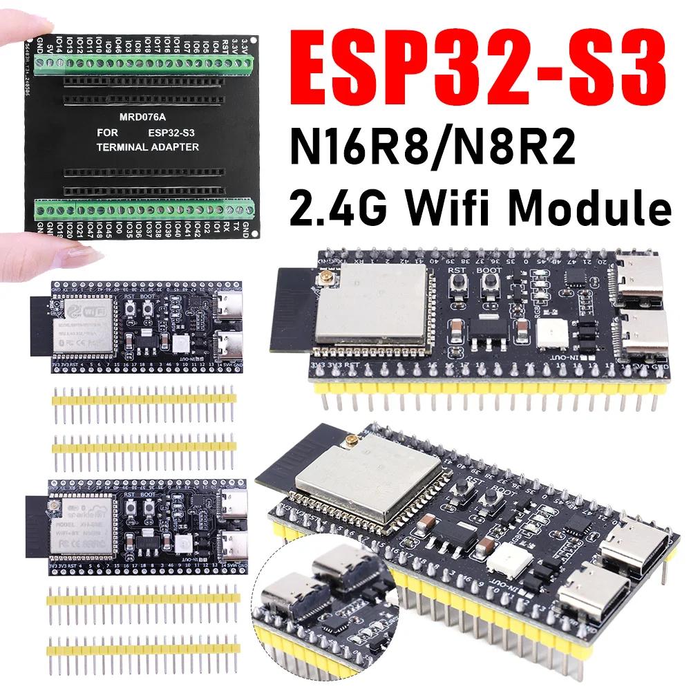 ESP32-S3 N16R8 N8R2 Dual Typ-C Entwicklungsboard WiFi Erweiterungsplatine 2,4G Wifi Modul für Arduino ESP32 S3 Entwicklungsboard Image