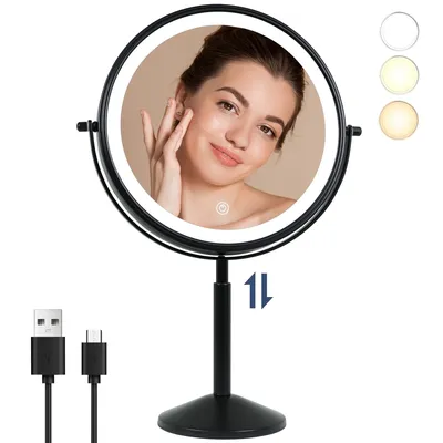 TUSHENGTU 10X Magnifying Makeup Mirror With Light USB Charging Double Mirrors For Makeup Table Standing Cosmetic Mirror